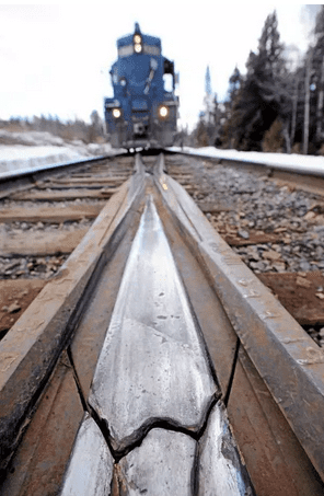 Rail tracks in Northern Maine