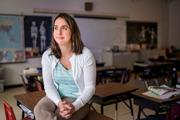 Emily Talmage, fourth-grade teacher at Montello School in Lewiston, ME. Photo by Gabe Souza.