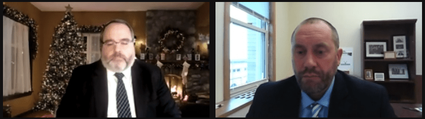 Members of the Maine Commission on Indigent Legal Services Bob LeBrasseur and Josh Tardy during a meeting on Monday. The commission learned on Monday that the public defense agency it oversees has not enforced rules mandating the minimum level of experience attorneys must have before representing parents at risk of losing custody of their children. Screenshot obtained by The Maine Monitor.