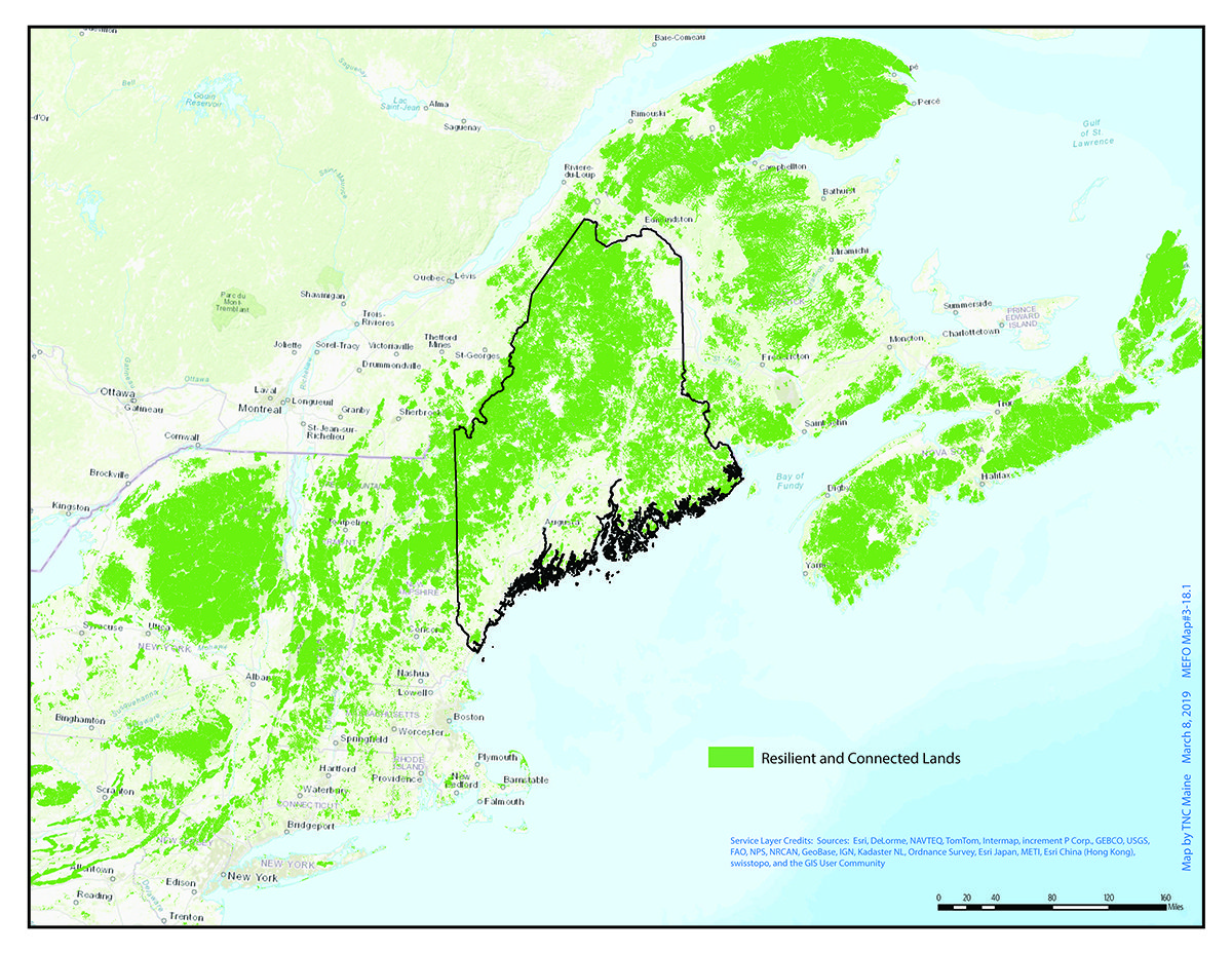 Conservation Land identified as Resilient Connected Lands by Nature Conservancy resized