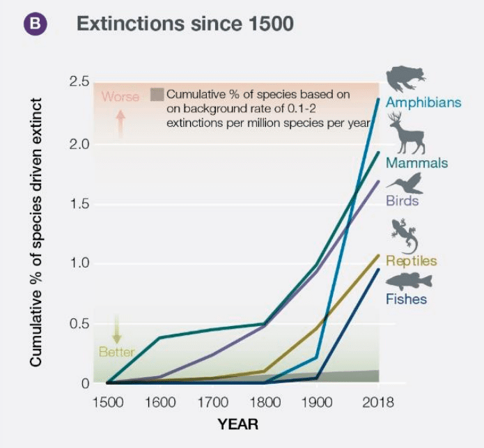 Extinctions since 1500 Chart from IPBES